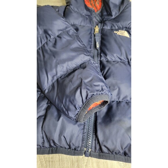 The North Face Toddler 3T 550 Reversible Down Puffer Jacket – Navy & Red Plaid - Picture 3 of 11